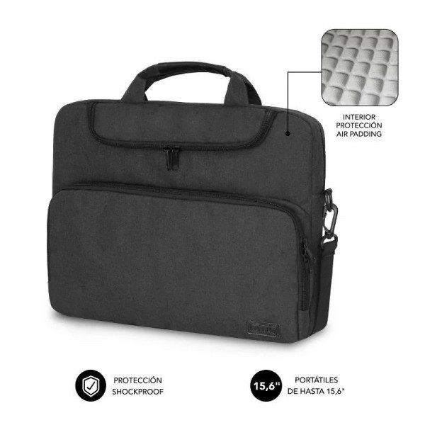 El Maletín subblim para portátiles hasta 15.6" gris oscuro está diseñado con múltiples compartimentos. En el bolsillo frontal cuenta con un organizador de accesorios con espacio suficiente y muy fácil de transportar correctamente los artículos de uso diario resultando de gran utilidad para su trabajo o viaje.