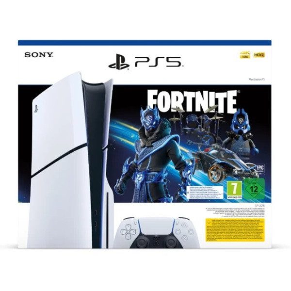 Sumérgete en el mundo del gaming de la próxima generación con la Videoconsola SONY PS5 Slim 1TB Versión Disco Edición Fortnite Bundle blanco