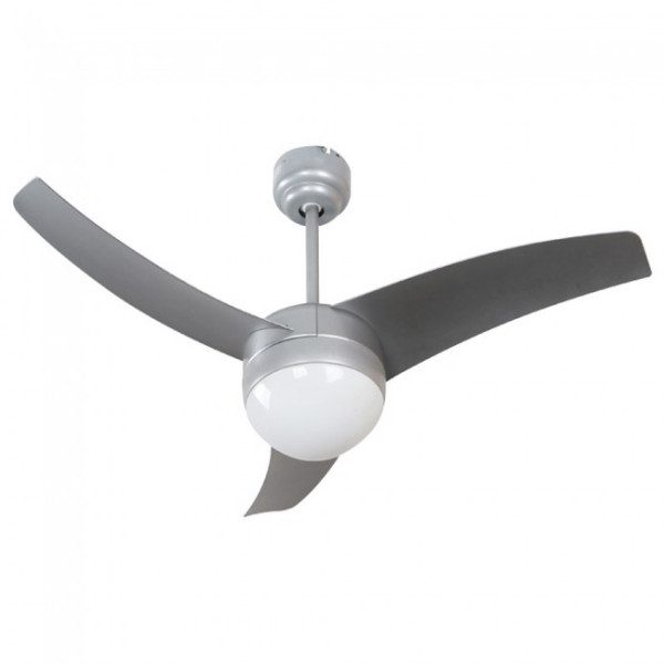 la velocidad de giro y la función invierno-verano. Este ventilador en color plata es idóneo para dar un toque moderno a salones y dormitorios.Dimensiones: Alto 46 cm. Diámetro 105 cm.